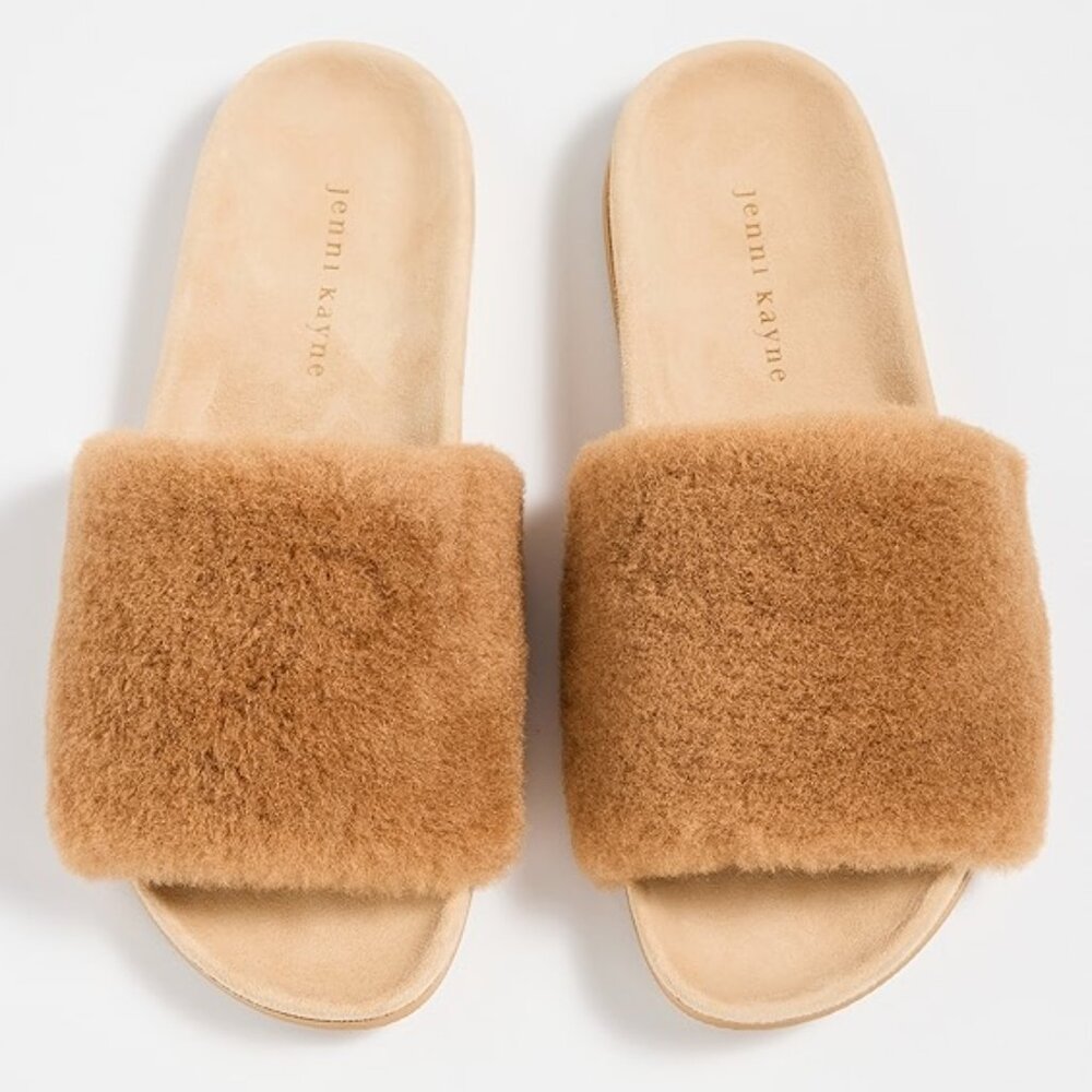 BRAND NEW Jenni Kayne Shearling Slide Sandals - Natural - 39
